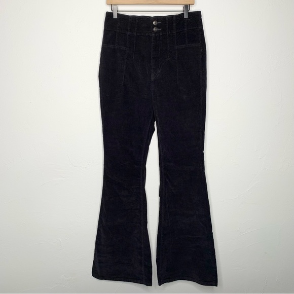 NEW Free People Jayde Corduroy High Rise Flare Black Pants 30 - Picture 2 of 16